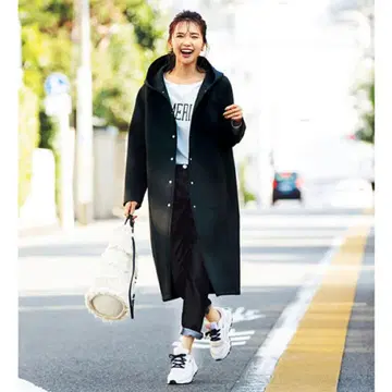 슈가 로즈 후드 부착 본딩 코트