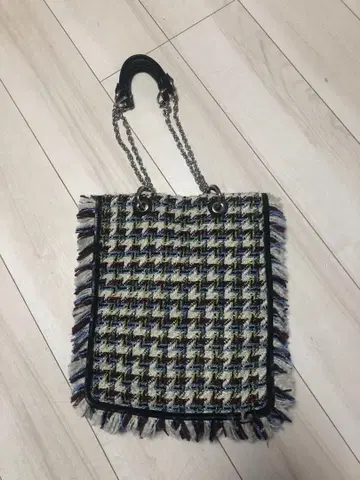 트위드 프린지 토트백