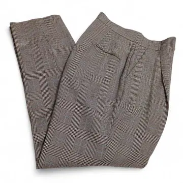 그린 레이블 릴랙싱 체크 무늬 팬츠 와이드 팬츠 38