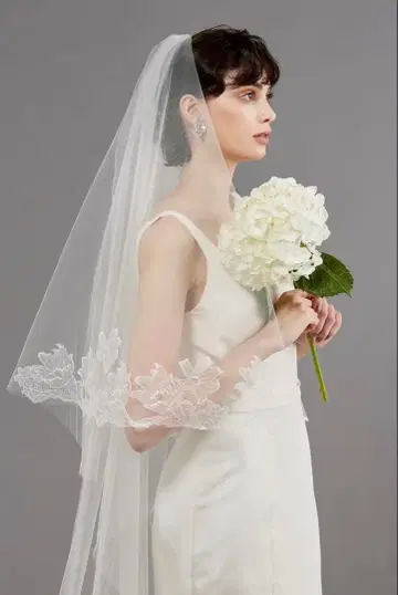 트리트 드레싱 튤립 무늬 롱 베일 80 x 240