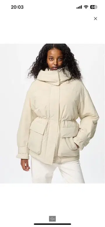 UNIQLO 하이브리드 다운 코트 S 내추럴