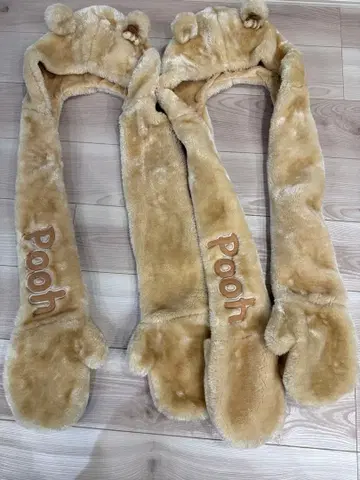 디즈니 푸우 후드 머플러 2개