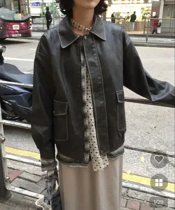 [새상품] 워시 가죽 후드티