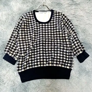 레어 프랑스제 소니아 리키엘 체크 무늬 맨투맨 트레이닝복 포켓 포함