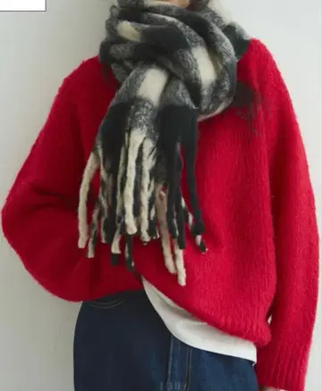 FASHIRU 체크 무늬 머플러 블랙/화이트