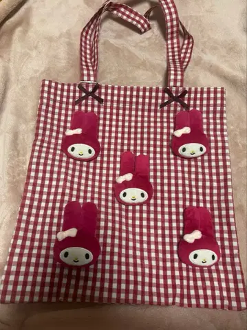 메리제니 깅엄 복슬복슬 마이멜로디 토트백