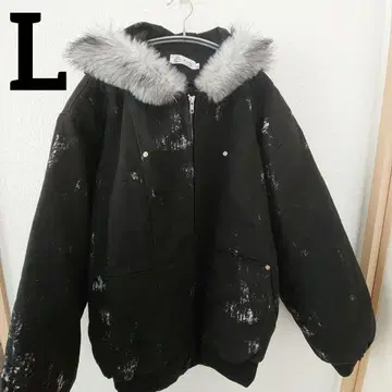 대특가 퍼 지퍼 블루종 후드티 자켓 L 블랙