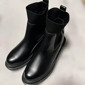 블랙 XL 리브 니트 삭스 부츠