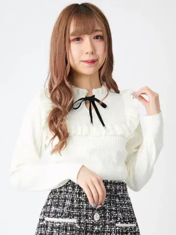 앙크루즈 요크 프릴 리본 니트