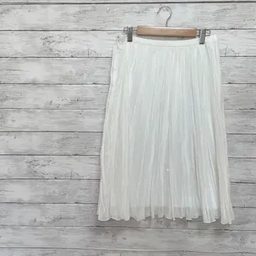 [월드] 쉬폰 무릎 기장 스커트 (38) 화이트 안감 부착 폭신폭신