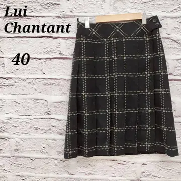 루이 샨탄 [40] 무릎 기장 랩스커트 체크 블랙