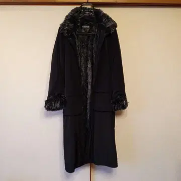 통판생활 이토 에미 인조 모피 블랙 롱 코트