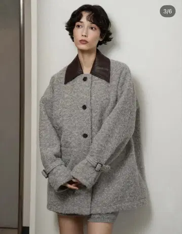 lawgy different material fluffy coat