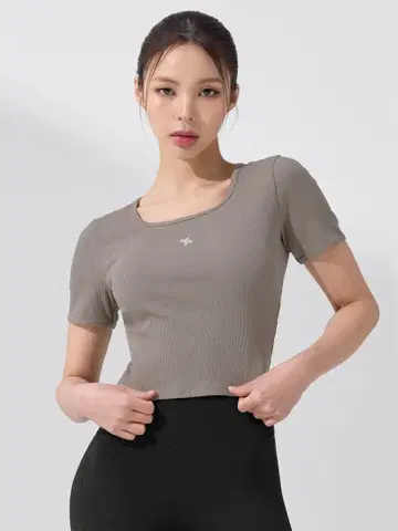 그레이 리브 반팔 T셔츠