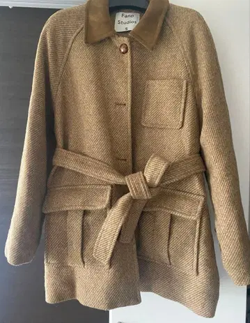[ 중고 ] Fano Studios 래글런 슬리브 울 트위드 미들 코트