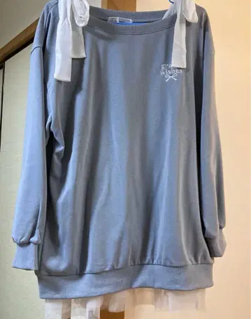 ANOTHER BRANCH 리본 포함 맨투맨 F 사이즈 블루 그레이