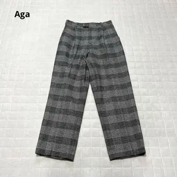 [ 아르가 ] 슬랙스 팬츠 스트레이트 체크 무늬 심플 블랙 M