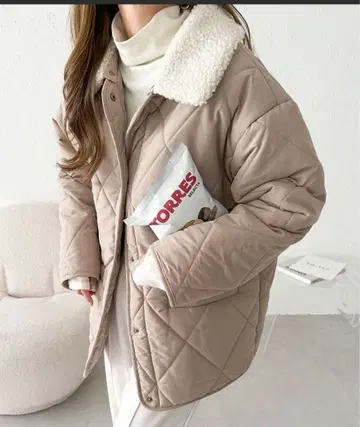 2way 옷깃 보아 다이아 퀼팅 블루종