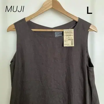 무인양품 프렌치 린넨 워싱 슬리브리스 원피스 L