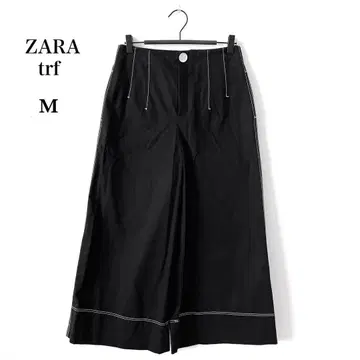 Z12-041 ZARA TRF 핀 스티치 와이드 팬츠 블랙 M