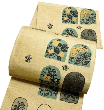 A 194 미착용 후쿠로 오비  육통 꽃무늬 순수 실크 새상품급 기모노