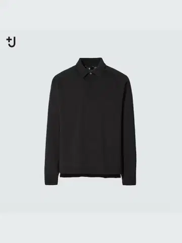 UNIQLO 플러스J 메리노 블렌드 니트 피케 셔츠 (긴팔) L 블랙
