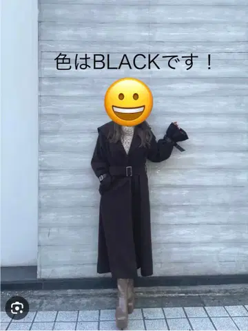 MURUA 블랙 랩 코트 허리 벨트 부착