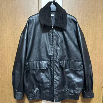 cussil 쿠실 PU 보아 플라이트 자켓 블루종