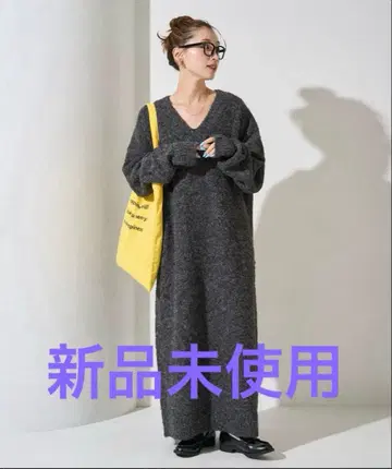 FREAK'S STORE 한정판 전개 미니 부클레 V넥 니트 원피스