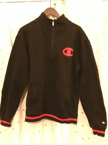 Champion 하프 지퍼 트레이닝복 블랙/레드