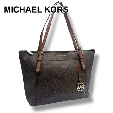 마이클코어스 모노그램 PVC x 가죽 토트백 숄더 브라운