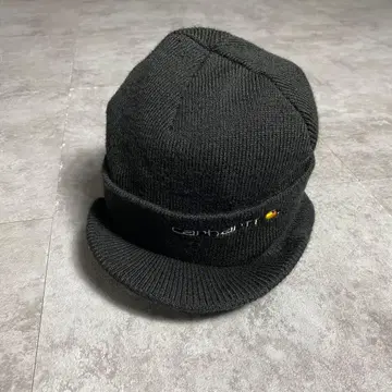 carhartt 칼하트 자수 로고 블랙 챙 니트 캡 니트 모자