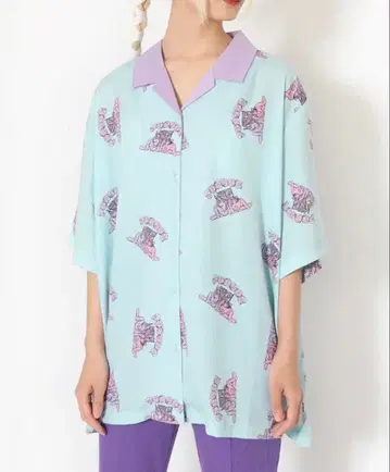 PUNYUS CAT'S girls 올 패턴 오픈 카라 셔츠 size 1