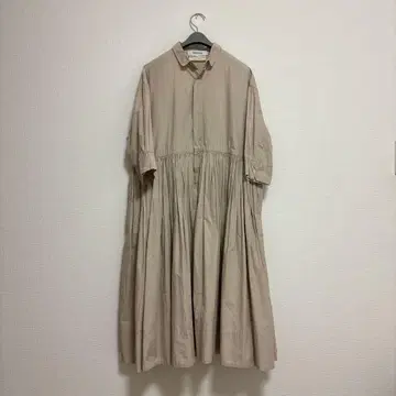 베리테쿠르 베이지 7부 소매 셔츠 원피스 코튼 F