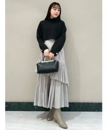 SNIDEL 스나이델 아지메 리브 니트 콤비 원피스