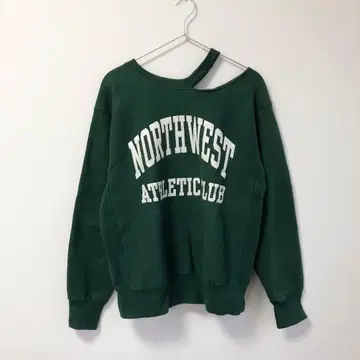 하나뿐인 90s 빈티지 USA제 크루넥 리메이크 맨투맨 짙은 녹색 계열