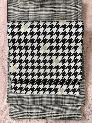 하운드투스 패턴 나고야 오비 화학 섬유 모노톤