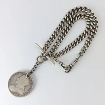 영국 앨버트 체인 순은 실버 회중시계 62g 포브 체인