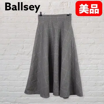 Ballsey 체크 플레어 스커트 사이드 지퍼 일본제