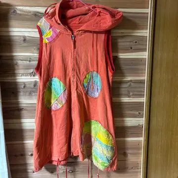 오렌지 패치워크 베스트