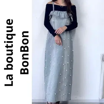 새상품 택 포함 라 부티크 봉봉 펄 데님 점프 스커트 데님 살로펫