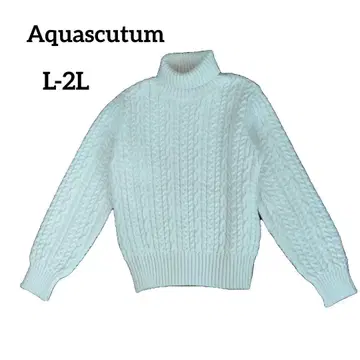 아쿠아 스큐텀 Aquascutum 꽈배기 터틀 스웨터 2L 아이보리