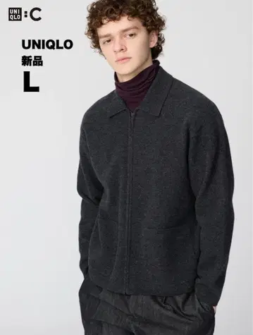 니트 풀 지퍼 자켓 UNIQLO C dark gray L 사이즈