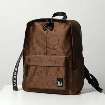 marimekko 브라운 플라워 패턴 백팩