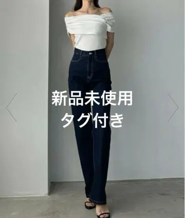 Louere 하이웨스트 스트레이트 데님