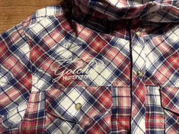 GOTCHA 체크 무늬 후드 부착 셔츠 L