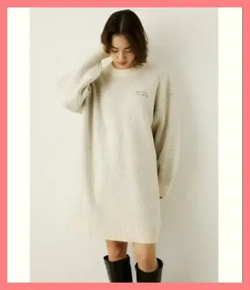 로데오 크라운 와이드 보울 새상품급 레코드 패턴 믹스 롱 코쿤 니트