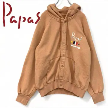 파파스 파파스 단추식 후드티 빅 로고 후드 후드티 L