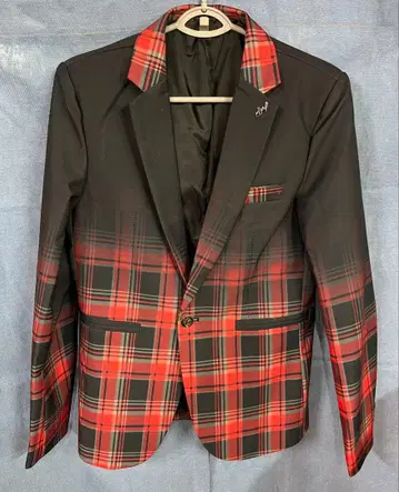 테일러드 자켓 블랙 레드 체크