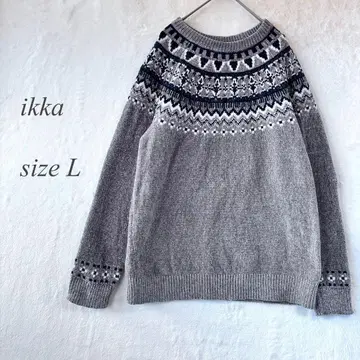 새상품급 ikka 노르딕 무늬 스웨터 L 그레이 몰 니트 1197